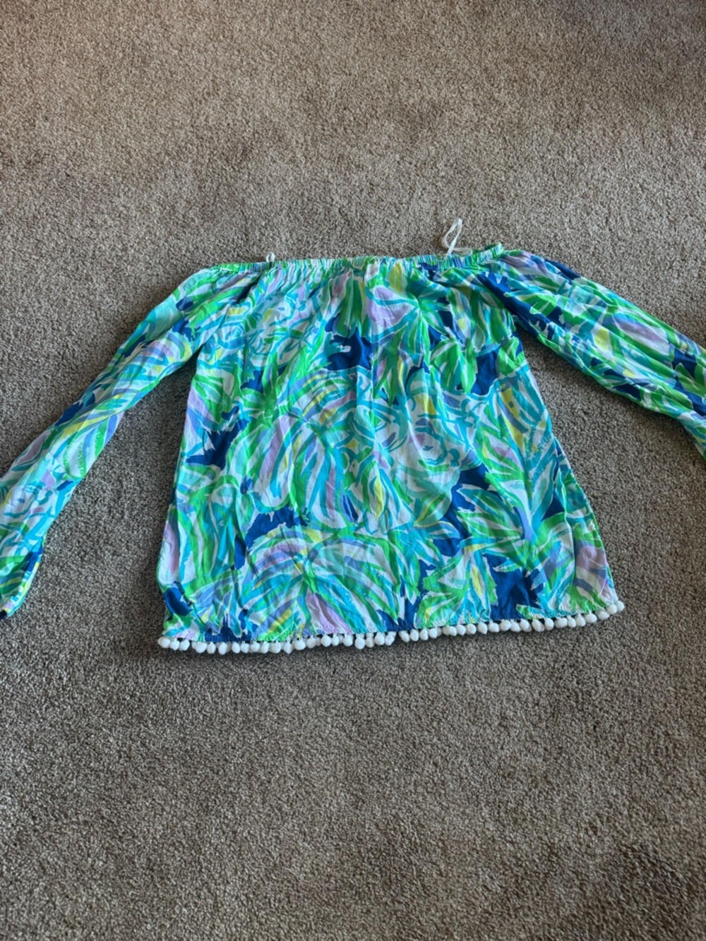 Lilly Pulitzer Multicolor Leaf-Print Off-Shoulder Top